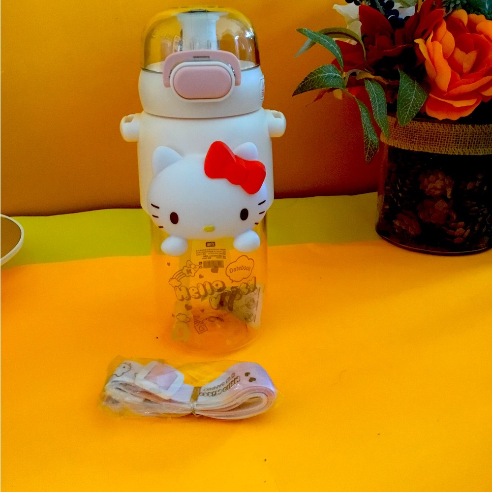 Hello Kitty water bottle with crossbody strap